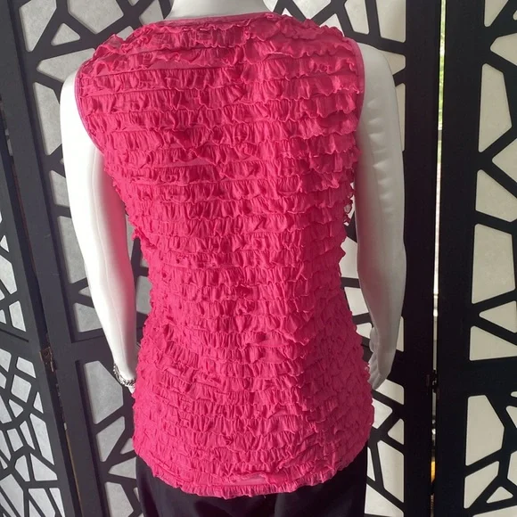 Hot Pink Ruched Sleeveless Tank Top - Picture 3 of 3